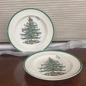 Set of 2 Spode Christmas Tree Dinner Plates